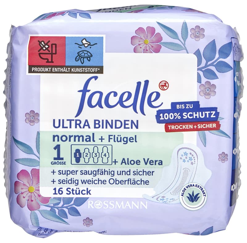 Facelle Ultra women's pads with wings and aloe vera