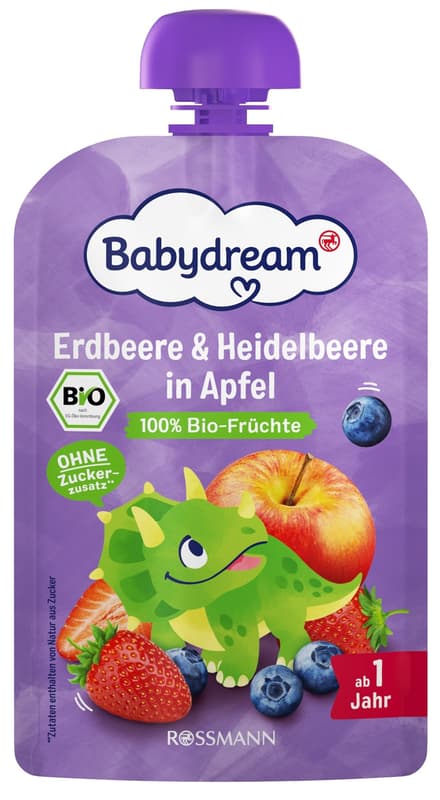 Babydream BIO Ovocná kapsička jablko, jahoda a borůvka