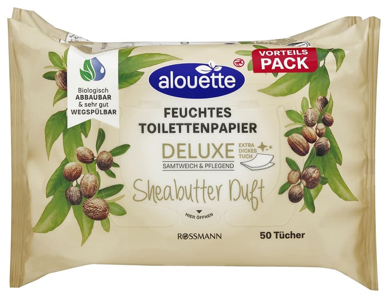 Alouette Vlhčený toaletní papír s vůní bambuckého másla (3×50 ks)