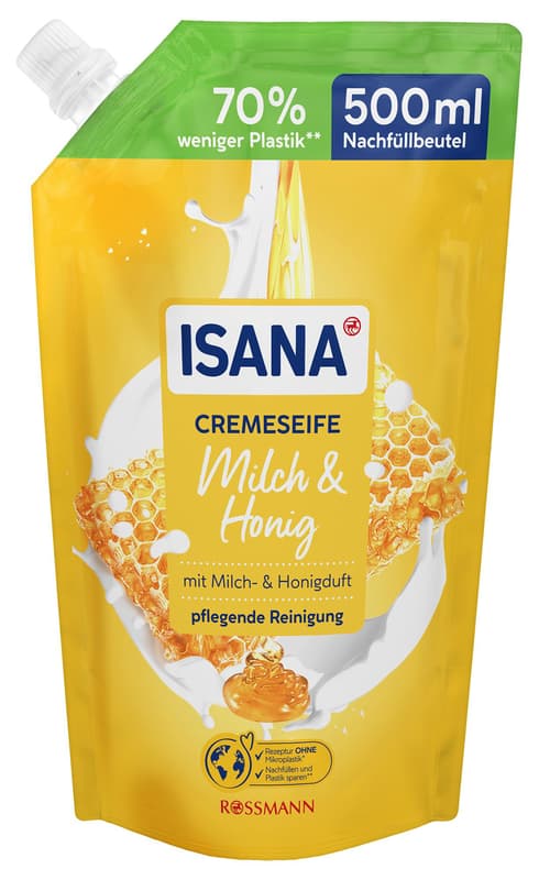 ISANA Krémové mýdlo mléko & med – náhradní náplň