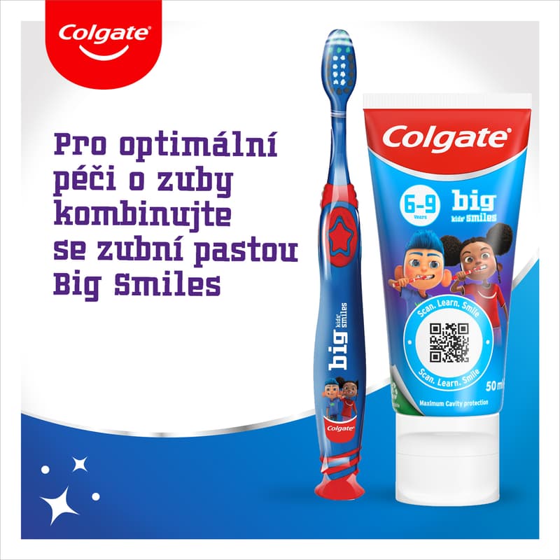 Colgate Big Kids Smiles dětský zubní kartáček pro děti 6–9 let