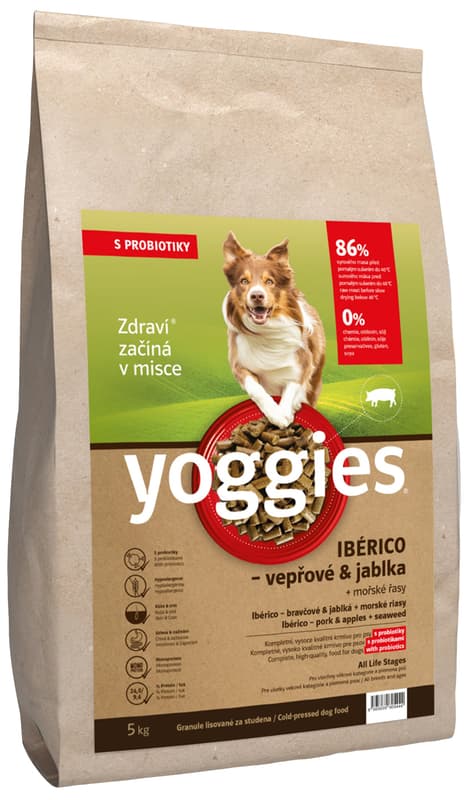 Yoggies Ibérico vepřové s jablky – granule s probiotiky pro psy