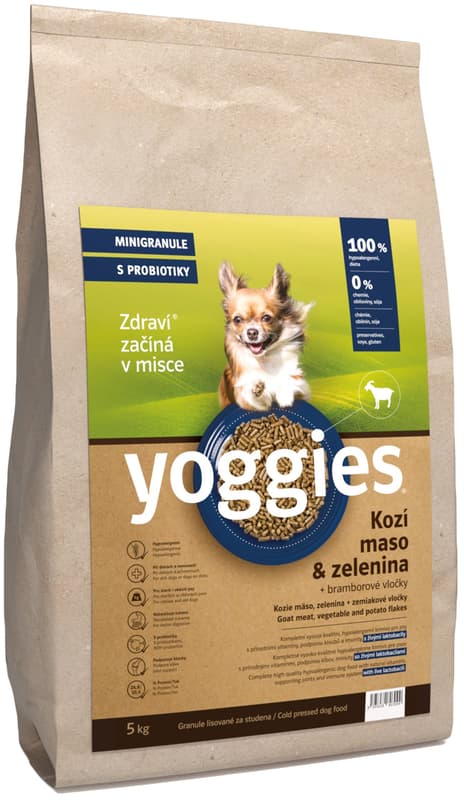 Yoggies Kozí maso a zelenina – hypoalergenní minigranule pro psy