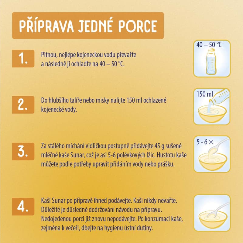 Sunar Mléčná krupicová kaše na dobrou noc medová