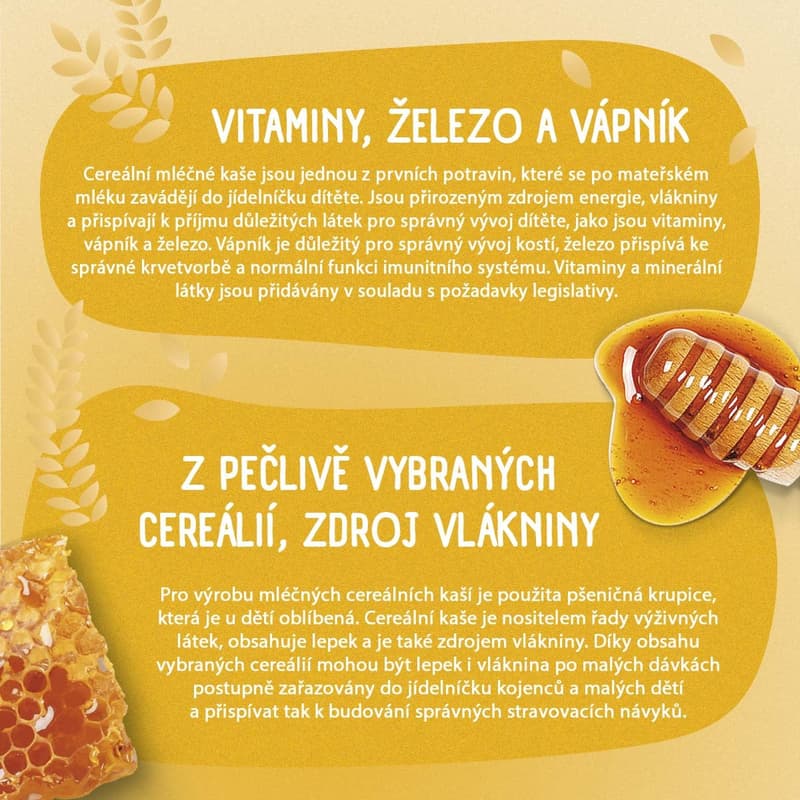 Sunar Mléčná krupicová kaše na dobrou noc medová