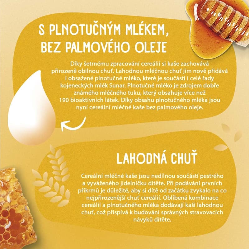 Sunar Mléčná krupicová kaše na dobrou noc medová