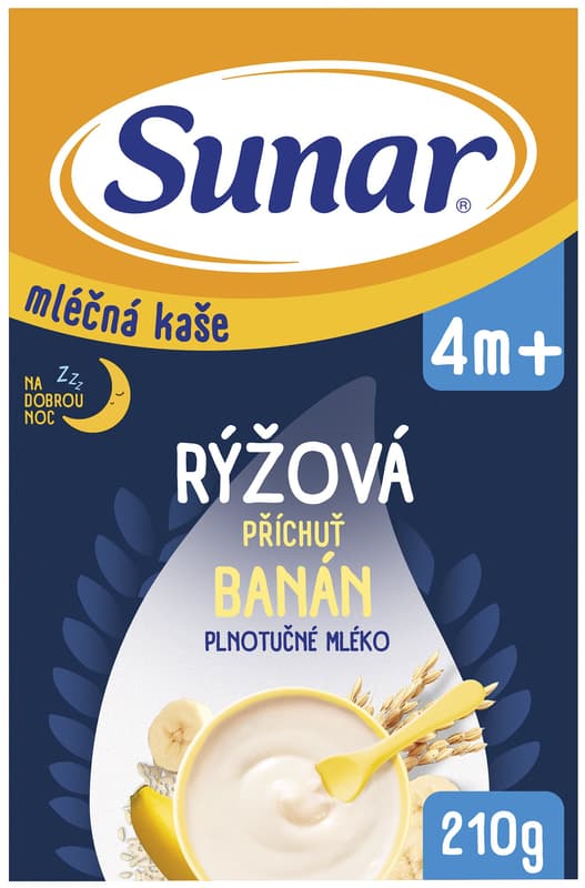 Sunar Mléčná rýžová kaše na dobrou noc banánová