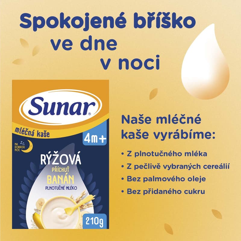 Sunar Mléčná rýžová kaše na dobrou noc banánová
