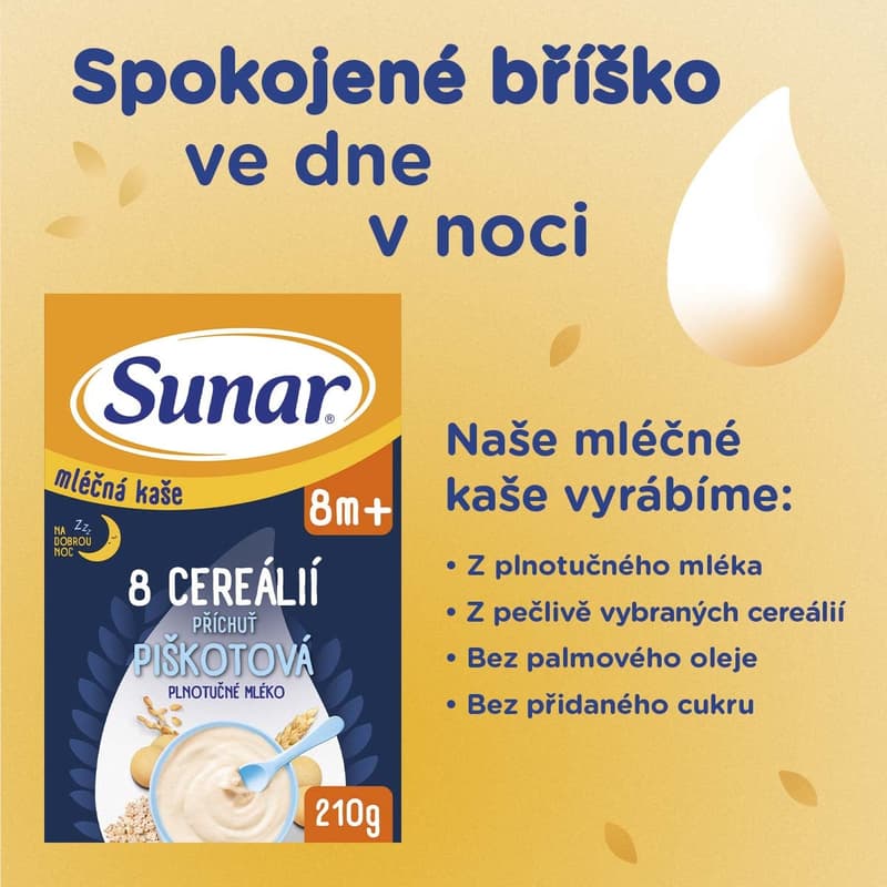 Sunar Mléčná kaše s 8 cereáliemi na dobrou noc piškotová