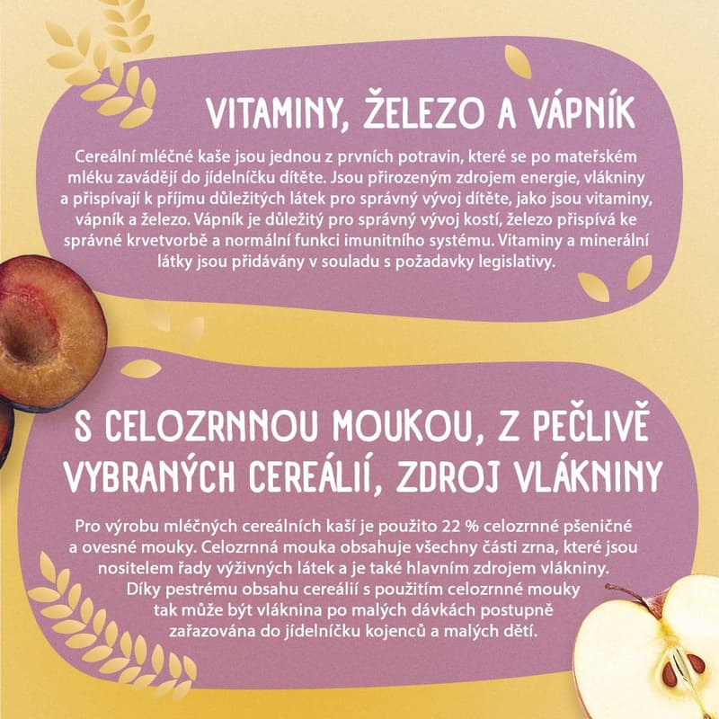 Sunar Mléčná kaše s 8 cereáliemi švestka, jablko