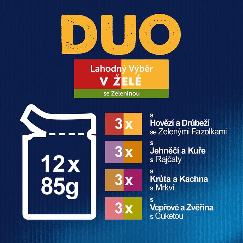 Felix Fantastic DUO kapsičky pro kočky hovězí a drůbeží, jehněčí a kuře, krůta a kachna, vepřové a zvěřina 12×85 g
