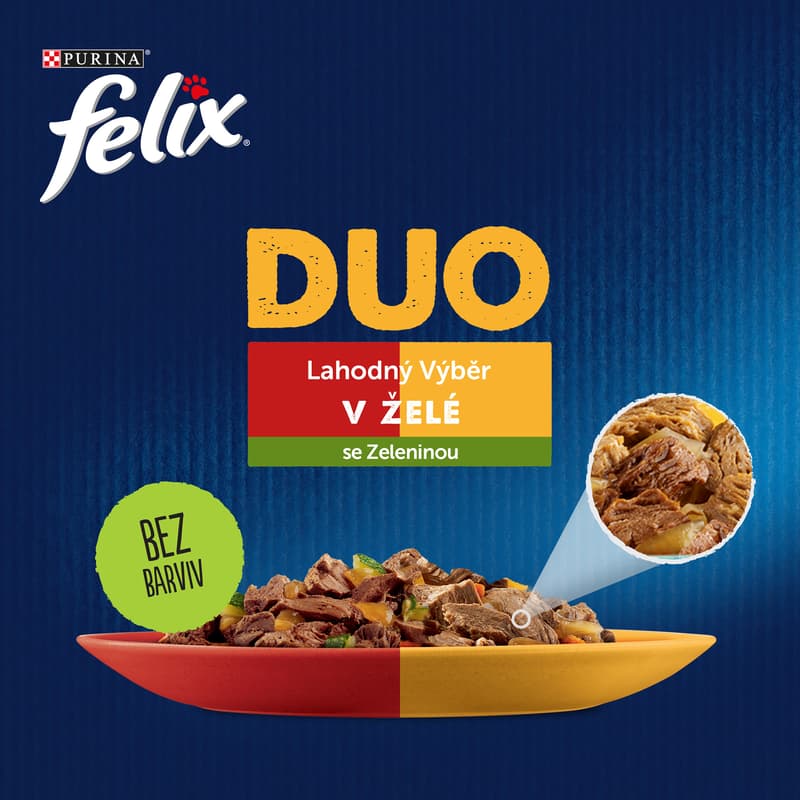 Felix Fantastic DUO kapsičky pro kočky hovězí a drůbeží, jehněčí a kuře, krůta a kachna, vepřové a zvěřina 12×85 g