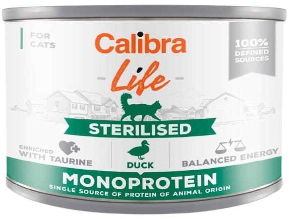Calibra Cat Life konzerva pro kastrované kočky s kachním