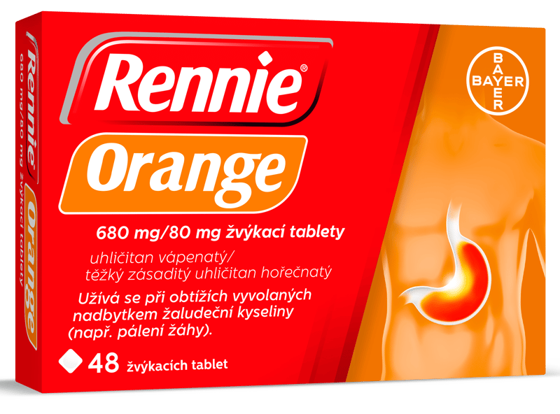 RENNIE ORANGE 680MG/80MG chewable tablet 48
