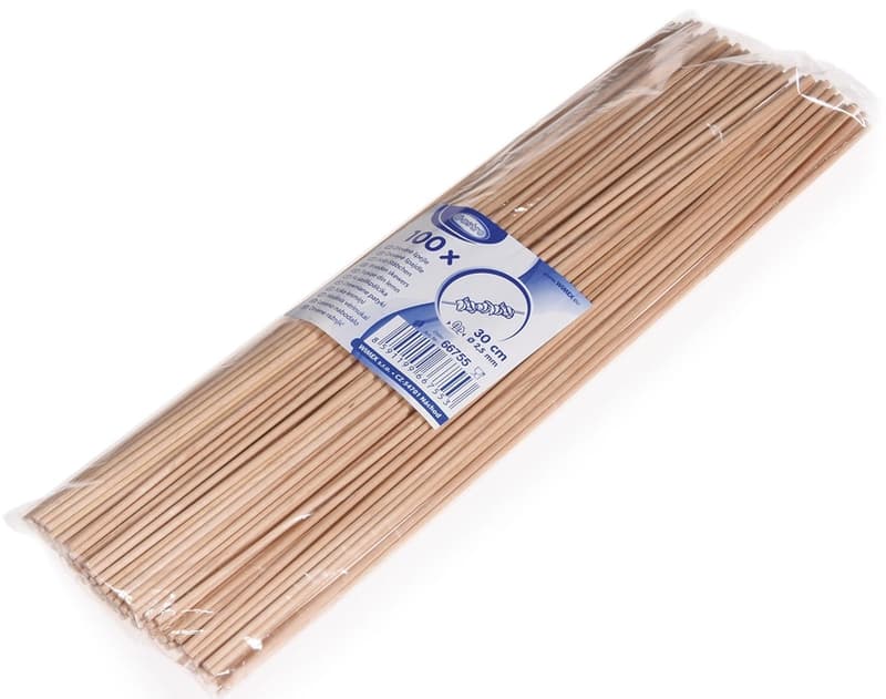 Wooden skewers unsharpened 2.5 mm × 30 cm