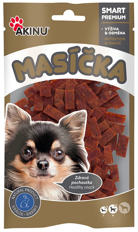 Akinu Masíčka králičí pásky pamlsek pro psy
