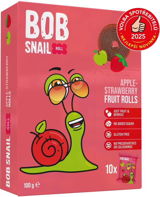 Šnek Bob Ovocné rolky jablko a jahoda