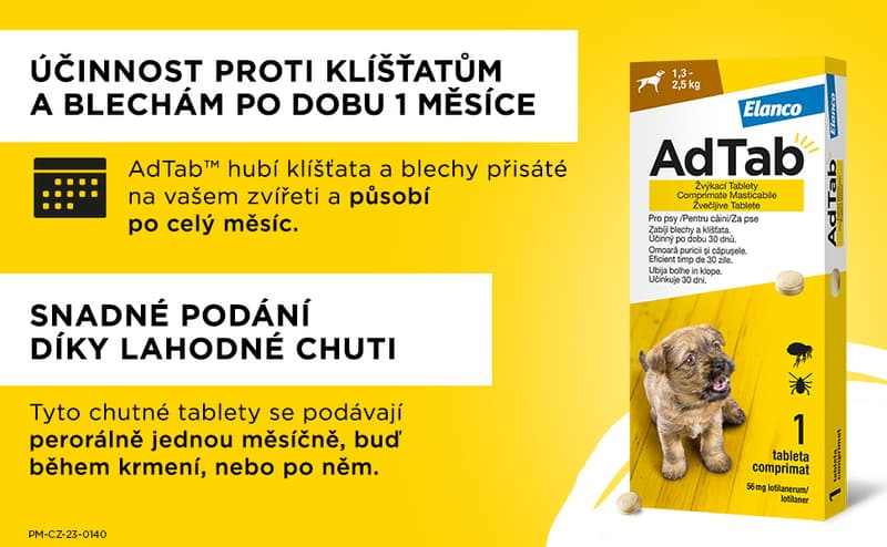 AdTab 56mg žvýkací tablety pro psy 1.3-2.5kg 1ks