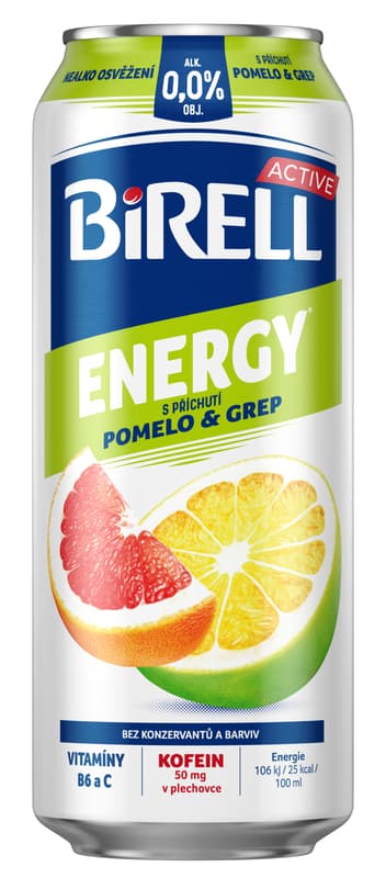 Birell 0.0 Energy Pomelo & Grepfruit non-alcoholic beer with coffeine 4×0,5 l can