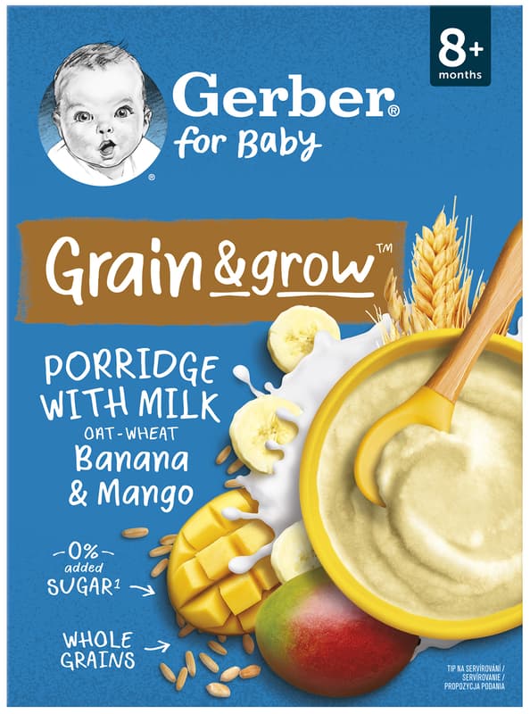 Gerber Mléčná pšenično-ovesná kaše banán a mango