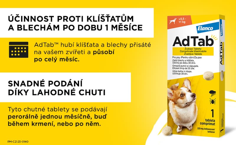 AdTab 225mg žvýkací tablety pro psy >5.5-11kg 1ks