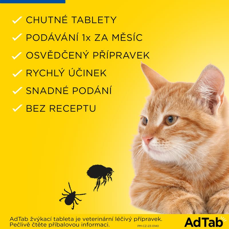 AdTab 48mg žvýkací tablety pro kočky >2-8kg 1ks