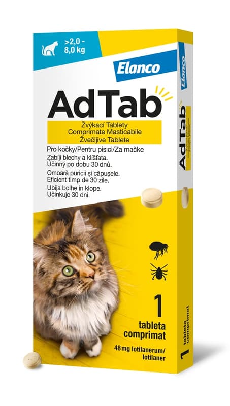 AdTab 48mg žvýkací tablety pro kočky >2-8kg 1ks