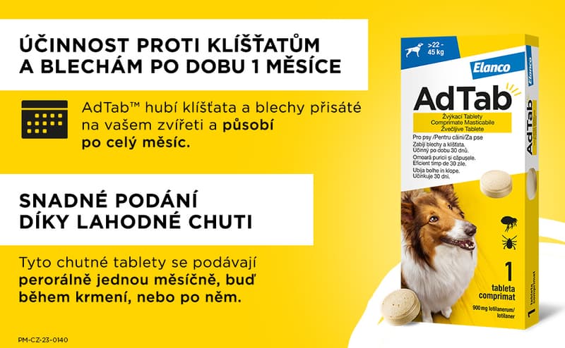 AdTab 900mg žvýkací tablety pro psy >22-45kg 1ks