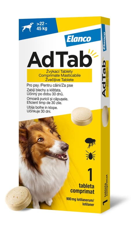 AdTab 900mg chewable tablets for dogs >22-45kg 1pc