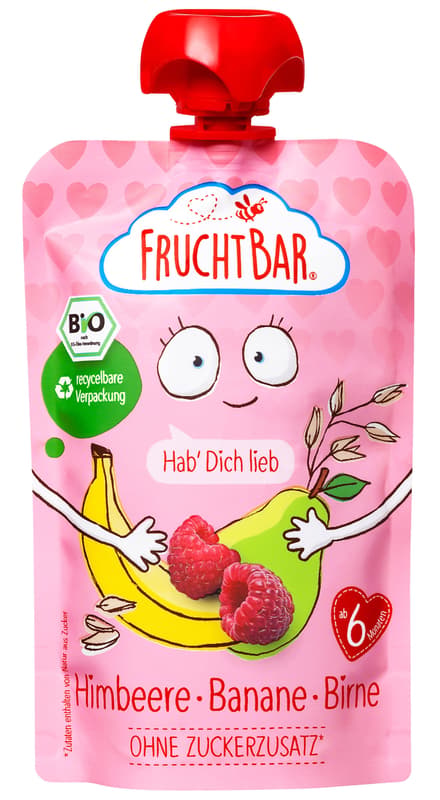 FruchtBar BIO Fruit bag with banana, pear, raspberry and of course