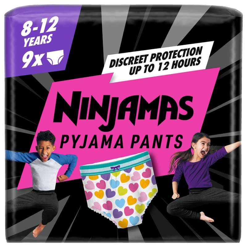 Ninjamas Pyjama Pants Hearts, 9 Pyjama Pants, 8 Years, 27kg-43kg