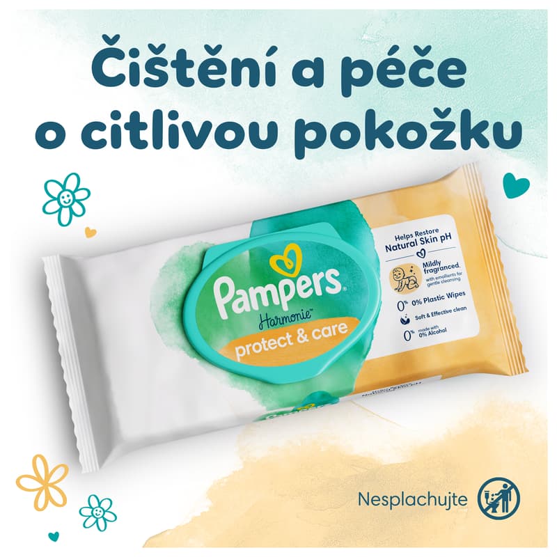 Pampers Harmonie Protect & Care Baby Wipes 4 Packs = 176 Wipes