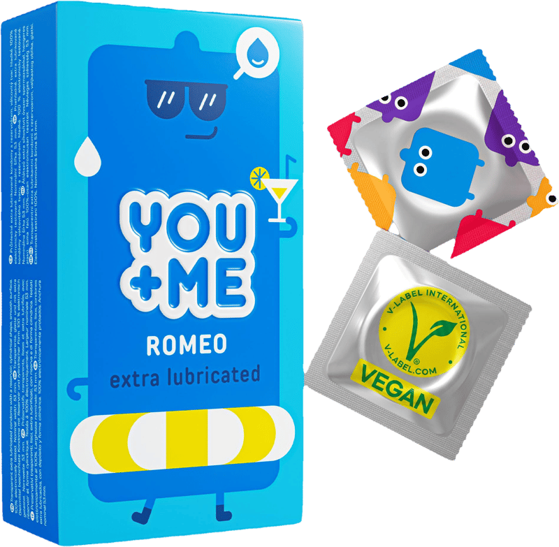 You+Me Romeo Vegan kondomy se zvýšenou dávkou lubrikace