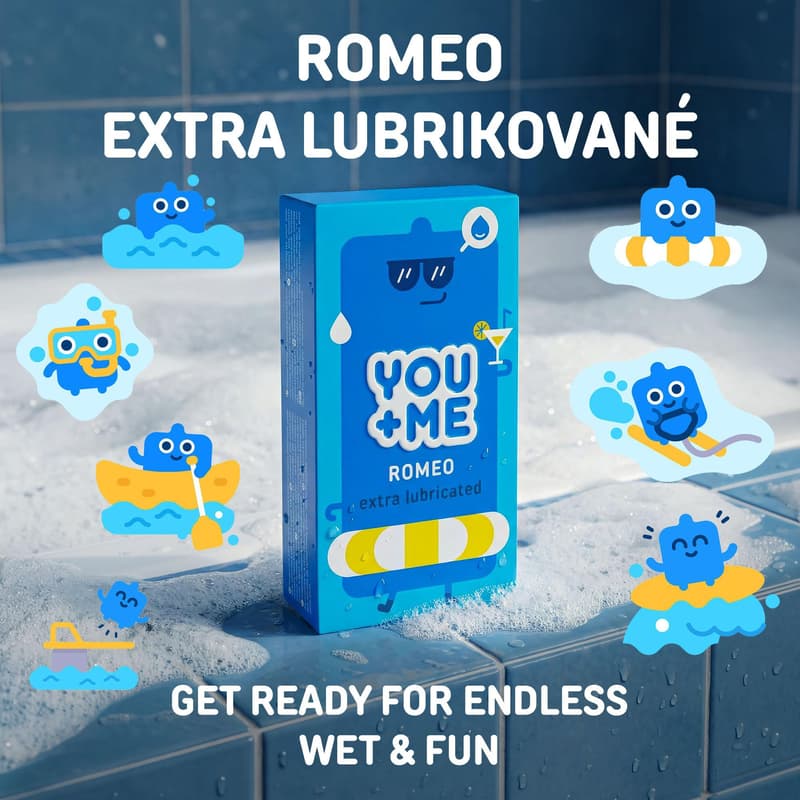 You+Me Romeo Vegan kondomy se zvýšenou dávkou lubrikace