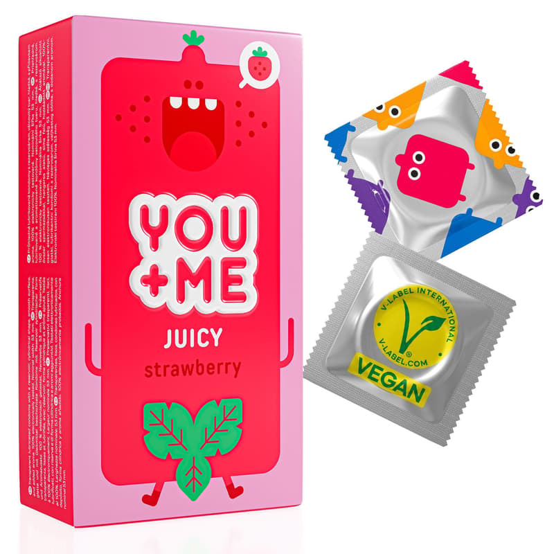 You+Me Juicy Vegan kondomy s jahodovým aroma