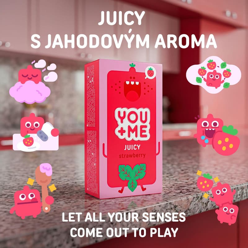 You+Me Juicy Vegan kondomy s jahodovým aroma