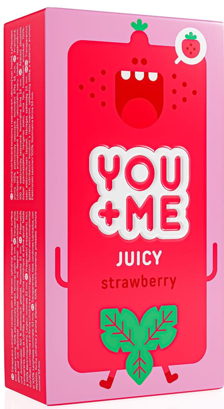 You+Me Juicy Vegan kondomy s jahodovým aroma