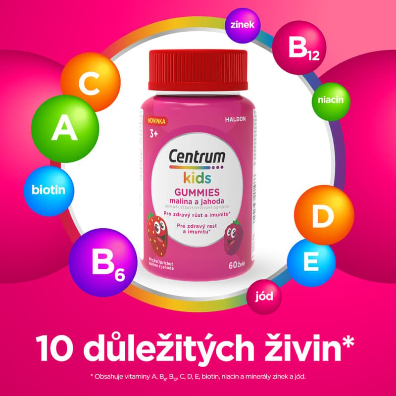 Centrum Kids Gummies malina a jahoda želé 60ks