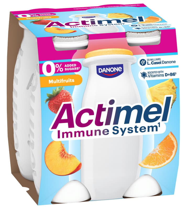 Actimel Probiotický jogurtový nápoj fruit sensation bez přidaného cukru 4×100 g
