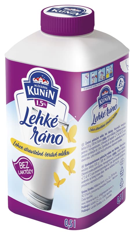 Mlékárna Kunín Lehké ráno mléko bez laktózy 1,5%