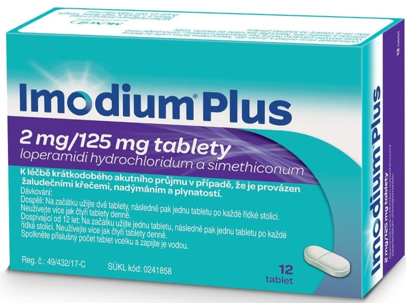 IMODIUM PLUS 2MG/125MG Tableta 12