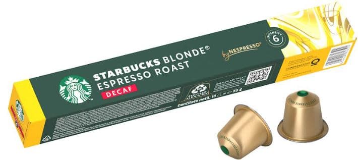 Starbucks Blonde Espresso Roast Decaf by Nespresso kávové kapsle bez kofeinu