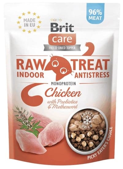 Brit Care Raw Indoor & Antistress mrazem sušené pamlsky pro kočky