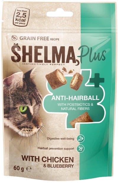 Shelma Anti-hairball grain-free pads for cats chicken and blueberry