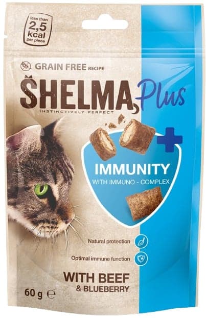 Shelma Immunity bezobilné polštářky pro kočku hovězí a borůvky