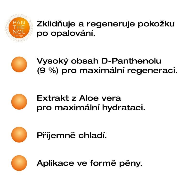 Panthenol Omega chladivá pěna po opalování Aloe vera 9% 200ml
