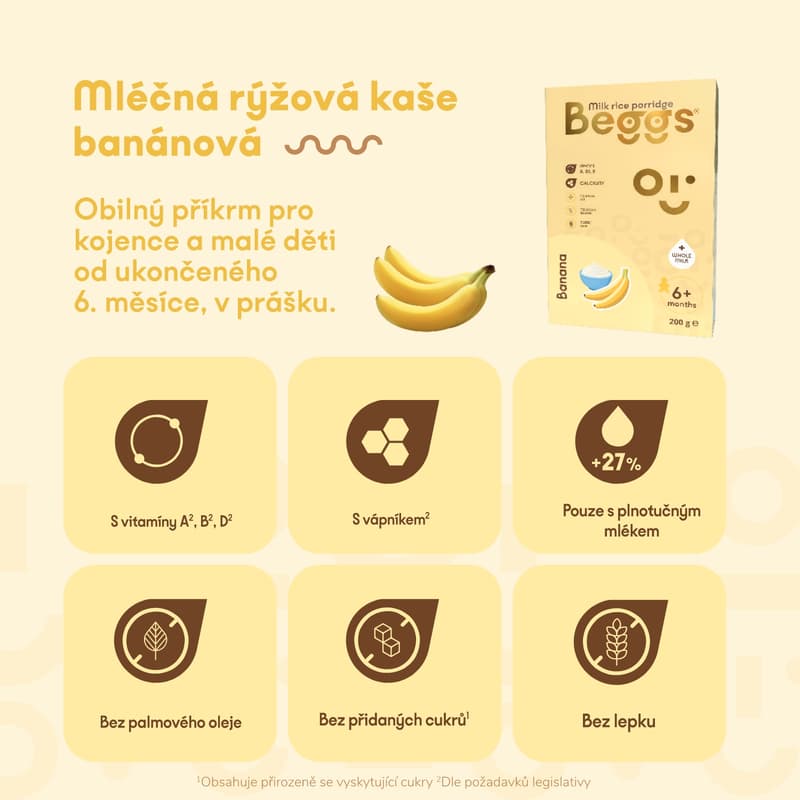 Beggs Mléčná rýžová kaše banánová