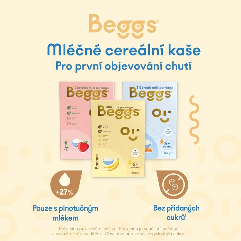 Beggs Mléčná rýžová kaše banánová