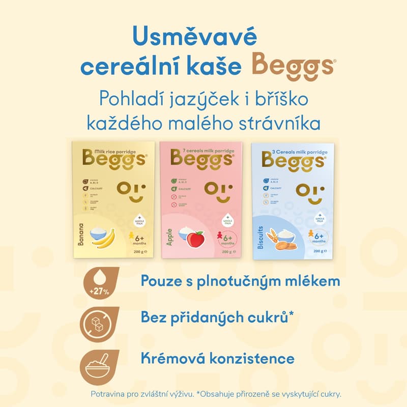 Beggs Mléčná rýžová kaše banánová
