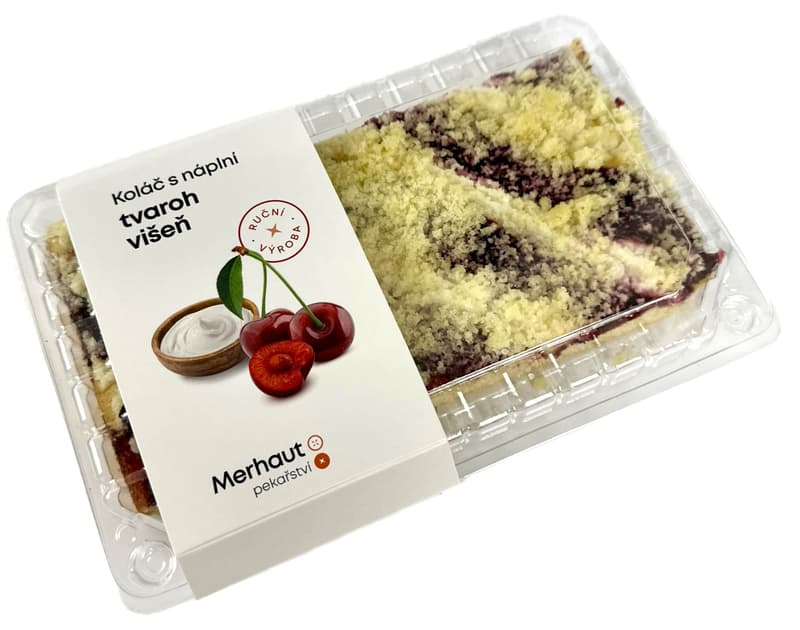 Merhautovo pekařství Koláč krájený tvaroh a višeň